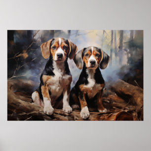 Zwei Beagles Poster