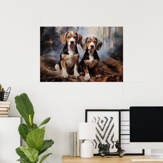 Zwei Beagles Poster (Heimbüro)