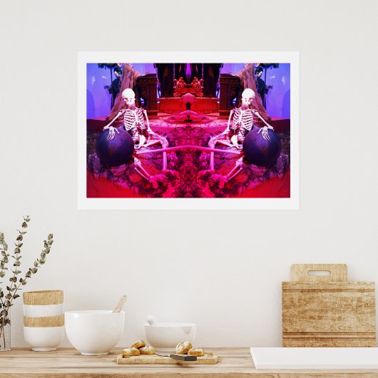 Zwei beängstigende skelettartige Skelette Poster (Küche)