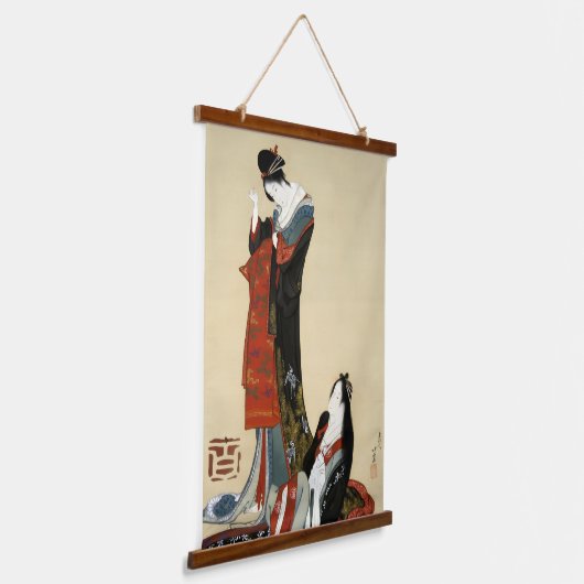Zwei Beauties, Hokusai Wandteppich Mit Holzrahmen (Gewinkelt)