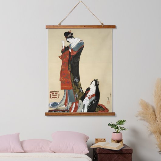 Zwei Beauties, Hokusai Wandteppich Mit Holzrahmen (Schlafzimmer)