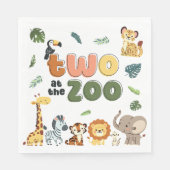Zwei bei der Zoo Safari Animal Birthday Party Serviette (Vorderseite)