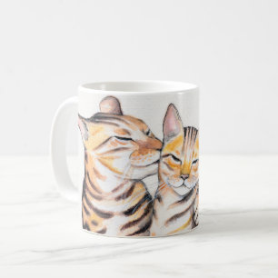 Zwei Bengalische Katzen Wasserfarben Kunst Kaffeetasse