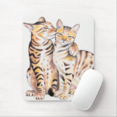 Zwei Bengalische Katzen Wasserfarben Kunst Mousepad (Mit Mouse)
