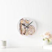 Zwei Bengalische Katzen Wasserfarben Kunst Runde Wanduhr (Zuhause)