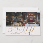 Zwei benutzerdefinierte Fotos Gold Joyful Typograf Einladung (Vorderseite)