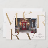 Zwei benutzerdefinierte Fotos Gold Merry Elegante Einladung (Vorderseite)