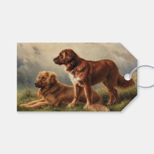 Zwei beobachtende Hunde Geschenkanhänger (Vorderseite (Horizontal))