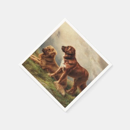 Zwei beobachtende Hunde Serviette (Ecke)