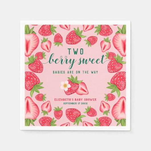 Zwei Berry Sweet Babies Twin Strawberry Baby Dusch Serviette (Vorderseite)