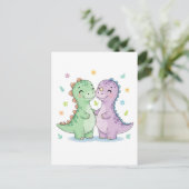 Zwei beste Freunde Dinosaurier Postkarte (Stehend Vorderseite)