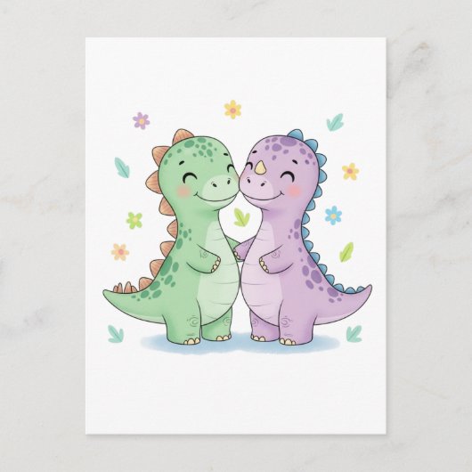 Zwei beste Freunde Dinosaurier Postkarte (Vorderseite)