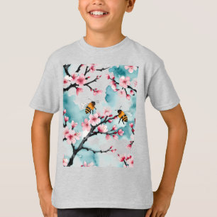 Zwei bewohnte Bienen und Rosa-Kirschbrände T-Shirt