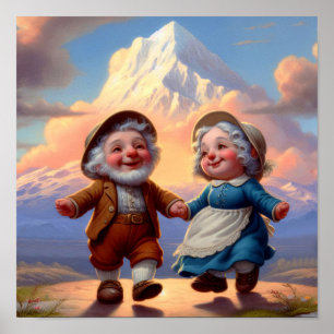 Zwei bezaubernde erwachsene Munchkins beim Tanzen Poster