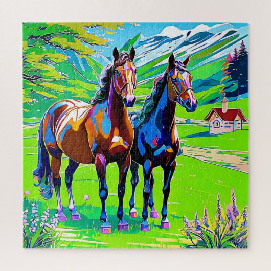 Zwei bezaubernde Pferde Puzzle (Vertikal)