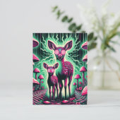 Zwei bezaubernde psychedelische Hirsche Postkarte (Stehend Vorderseite)