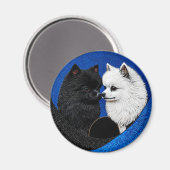 Zwei bezaubernde Spitzhunde Magnet (Vorderseite/Rückseite)