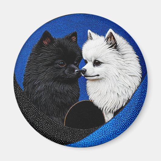 Zwei bezaubernde Spitzhunde Magnet (Vorne)