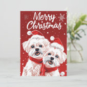 Zwei Bichon Frise frohe Weihnachten (Stehend Vorderseite)