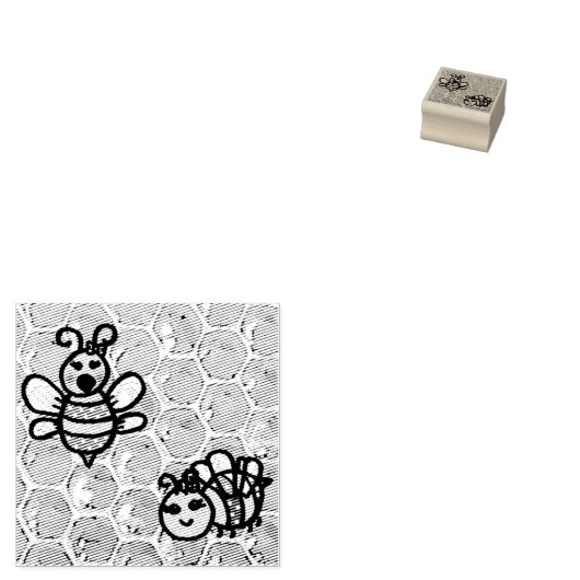 Zwei Bienen auf Honeycomb Gummistempel (Stempel)
