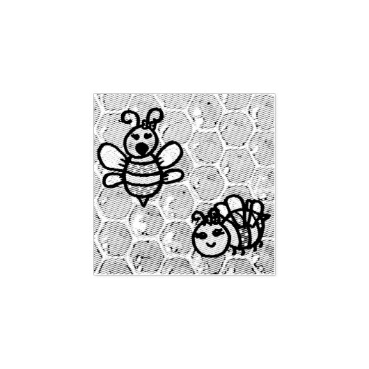 Zwei Bienen auf Honeycomb Gummistempel (Prägung)