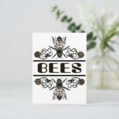 zwei Bienen mit Klee Trans1 Postkarte (Stehend Vorderseite)