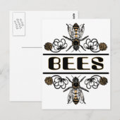 zwei Bienen mit Klee Trans1 Postkarte (Vorne/Hinten)