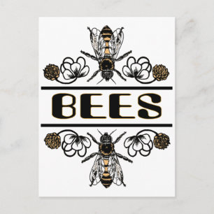 zwei Bienen mit Klee Trans1 Postkarte