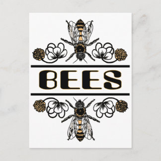 zwei Bienen mit Klee Trans1 Postkarte