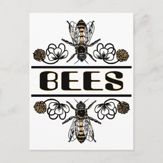 zwei Bienen mit Klee Trans1 Postkarte (Vorderseite)
