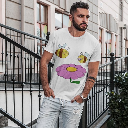 Zwei Bienen und eine Blume Mens T - Shirt
