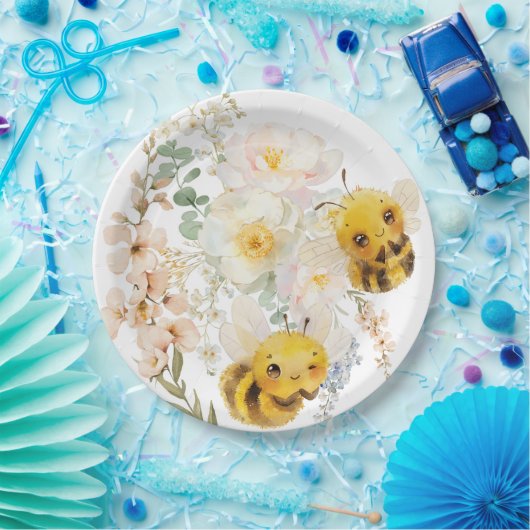 Zwei Bienenpapier-Teller Pappteller (Party)