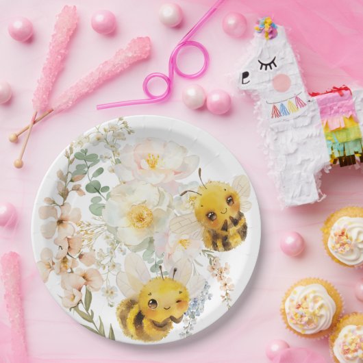 Zwei Bienenpapier-Teller Pappteller (Party)