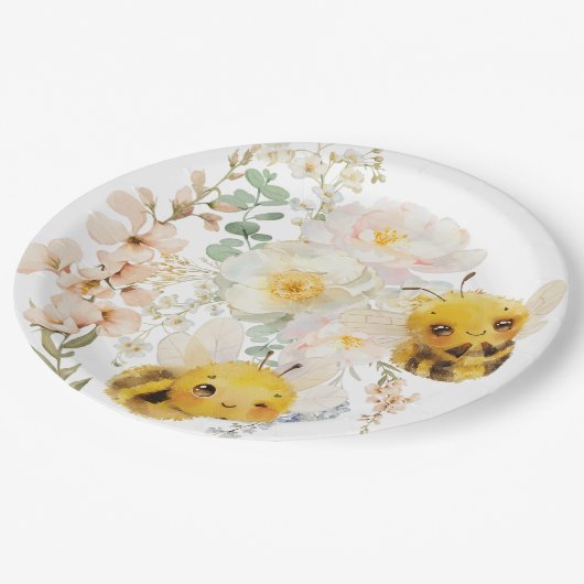 Zwei Bienenpapier-Teller Pappteller (Schrägansicht)