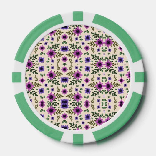 Zwei Bilder eines Pokerchips mit einem farbenfrohe (Vorderseite)