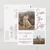 Zwei Bilder Save the Date Postkarte in dusty Rose (Vorne/Hinten)