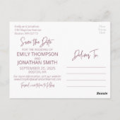 Zwei Bilder Save the Date Postkarte in dusty Rose (Rückseite)