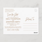 Zwei Bilder Save the Date Postkarte in Gold (Rückseite)