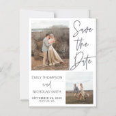 Zwei Bilder speichern die Datumsmagnete in Grau Magneteinladung (Vorderseite)