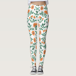 Zwei Bilder von floralen Leggings zeigen 