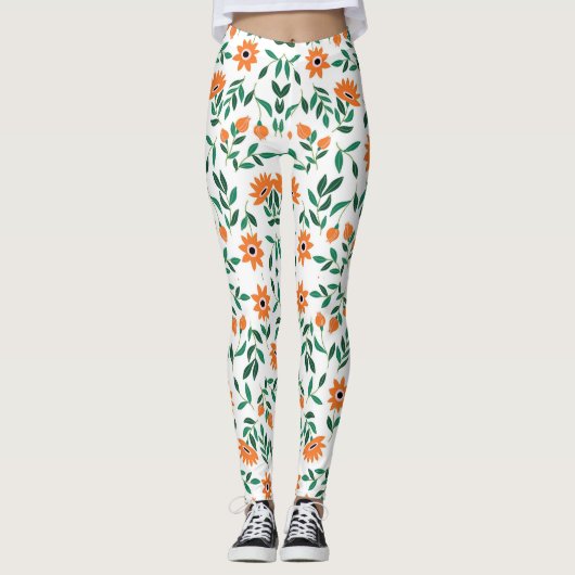 Zwei Bilder von floralen Leggings zeigen  (Vorderseite)