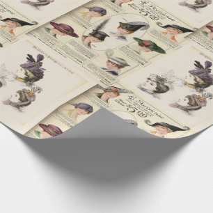 Zwei Bildmuster Vintager französischer Hats Gesche Geschenkpapier