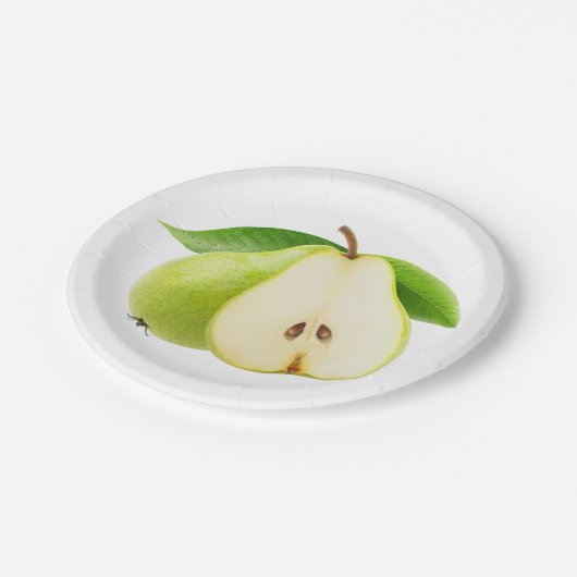 Zwei Birnen Pappteller (Schrägansicht)