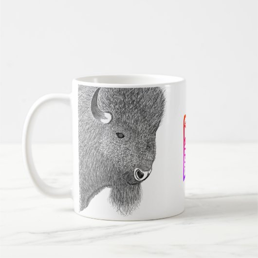 Zwei Bison mit kreativer Logo-Tasse Kaffeetasse (Links)