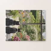 Zwei Black Cats Blume Garden Puzzle (Horizontal)