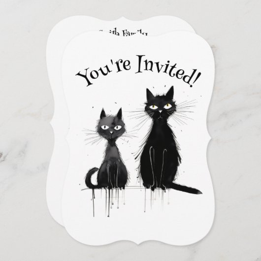Zwei Black Cats Halloween-Party Einladung (Vorne/Hinten)
