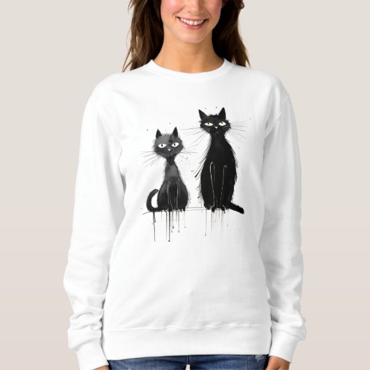 Zwei Black Cats Sweatshirt (Vorderseite)
