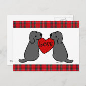 Zwei Black Labradors Cartoon Tartan Postkarte (Vorne/Hinten)