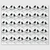 Zwei Black & White Bird Lovebird Couple Silhouette Geschenkpapier (Flach)