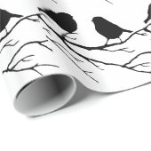 Zwei Black & White Bird Lovebird Couple Silhouette Geschenkpapier (Rolleneckpunkt)